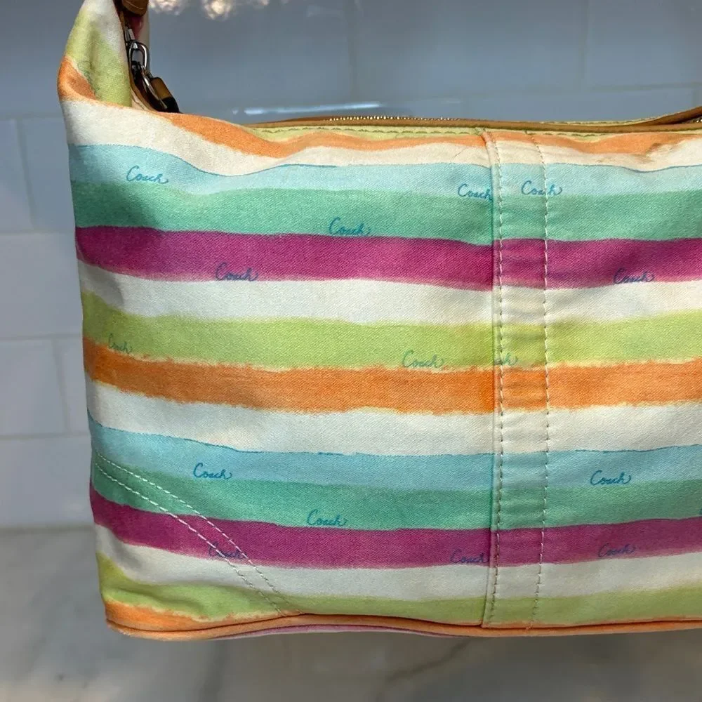 Coach Bag Purse Handbag Y2K Hampton Pastels Watercolor Stripe Hobo Shoulder Bag